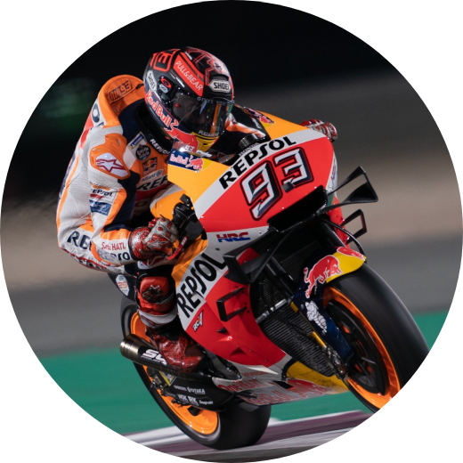 Marc Marqurz on his motorcycle with his iconic racing number, 93 being displayed.